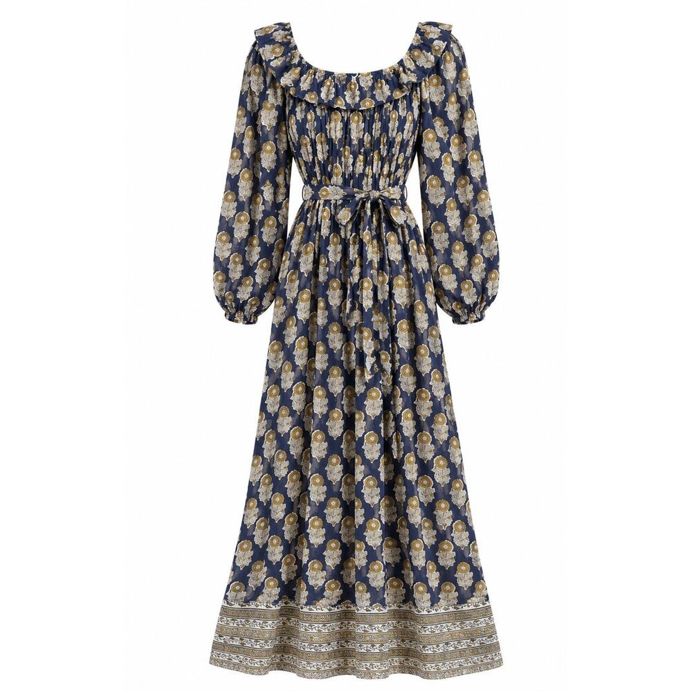 Clara the Label Block Print Maxi Dress Size 2XL Victoria Dunn Peasant Cottage